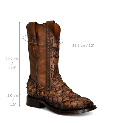 Brown Pirarucu Boots - Men Cuadra Boot CU658