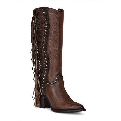 Deep Brown Leather Boots for Women - Knee-High with Comfort & Style - Women Cuadra Boot CU695 - El Rodeo Western Boutique