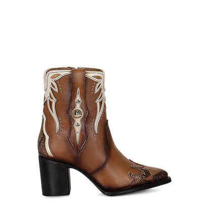 Honey Python Overlay Booties for Women – Sophisticated Design Meets Everyday Comfort - Women Cuadra Boot CU706 - El Rodeo Western Boutique