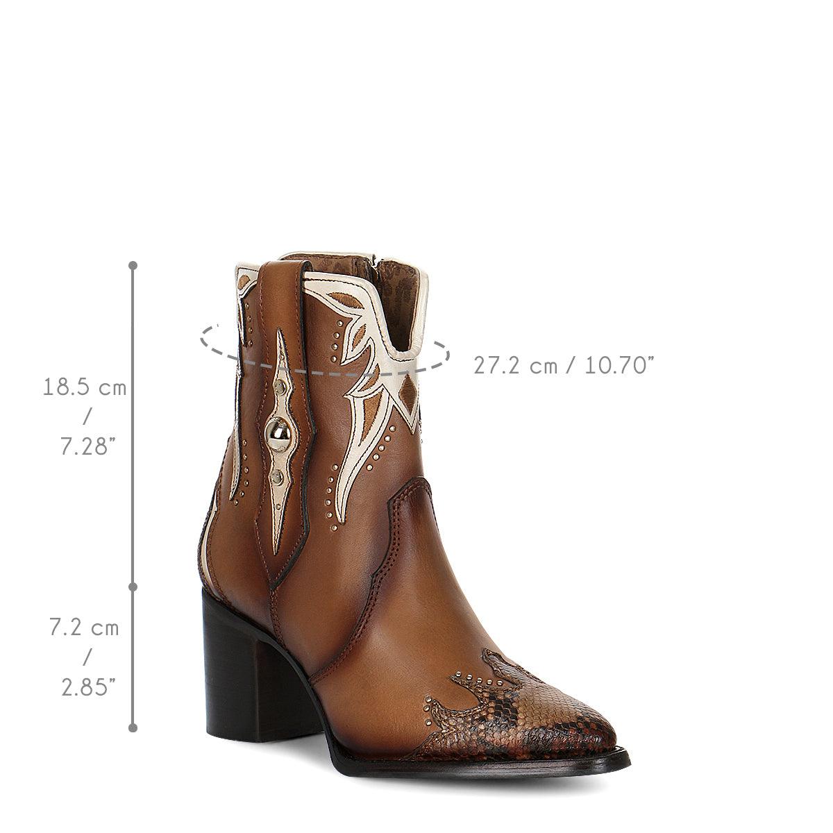 Honey Python Overlay Booties for Women – Sophisticated Design Meets Everyday Comfort - Women Cuadra Boot CU706 - El Rodeo Western Boutique