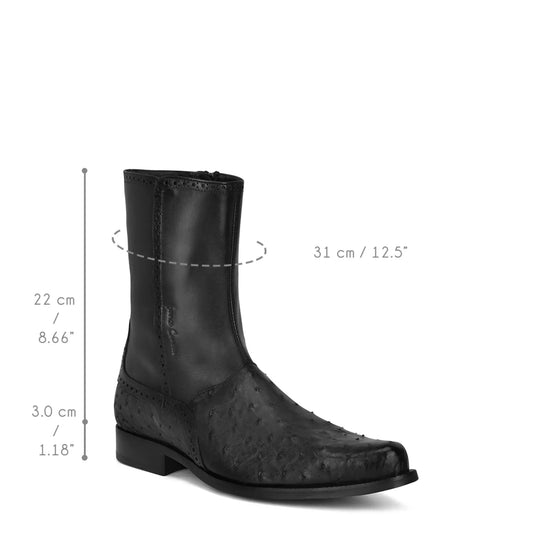 Black Ostrich Skin Boots: Most Comfortable Walking Boots - Men Franco Cuadra Boot FC655 - El Rodeo Western Boutique