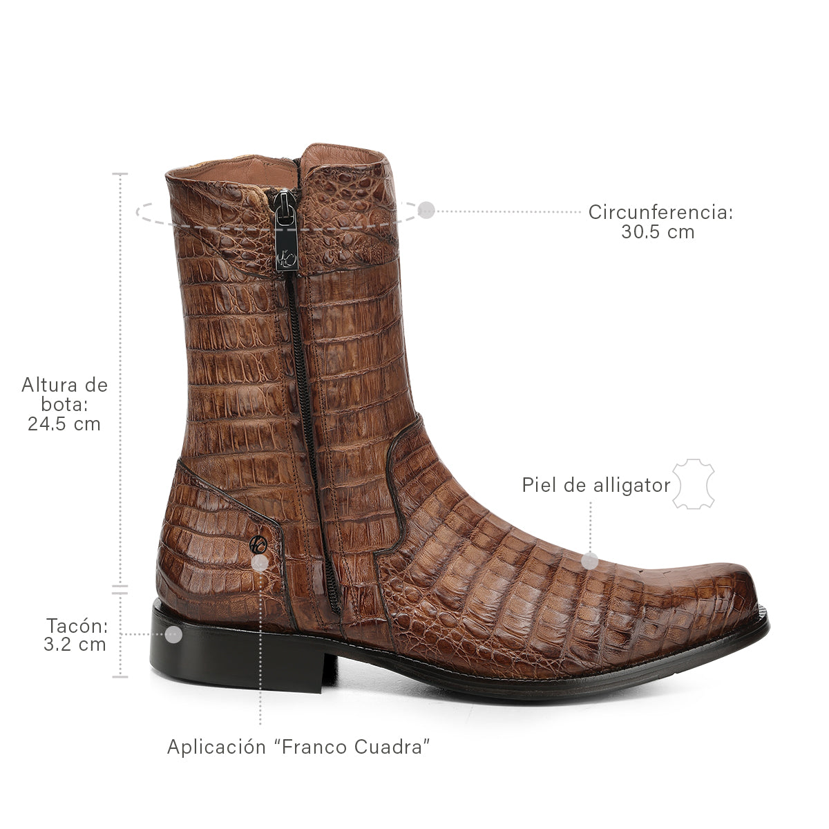 Men Franco Cuadra Caiman Zipper Boot FF430