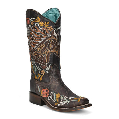 Corral Women's Floral Horse Inlay Boots - Western Charm Meets Lasting Comfort - A4267 - El Rodeo Western Boutique