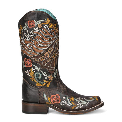 Corral Women's Floral Horse Inlay Boots - Western Charm Meets Lasting Comfort - A4267 - El Rodeo Western Boutique