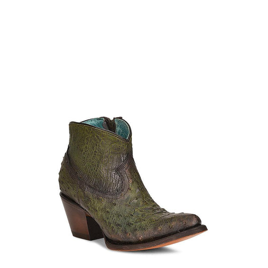 Corral Ladies Ostrich Exotic Olive Green Ankle Boots – Urban Elegance A4391 - El Rodeo Western Boutique