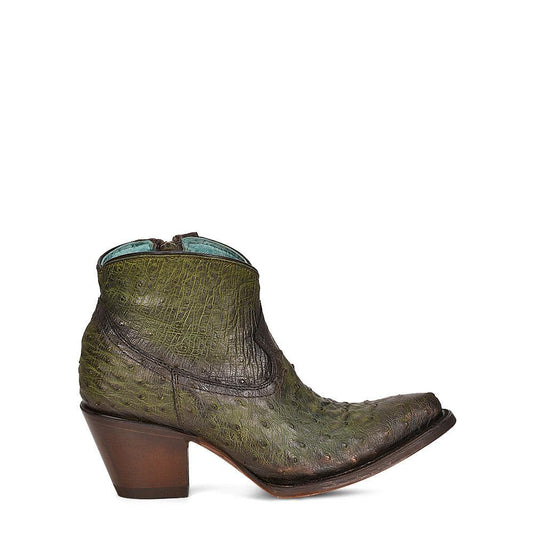 Corral Ladies Ostrich Exotic Olive Green Ankle Boots – Urban Elegance A4391 - El Rodeo Western Boutique