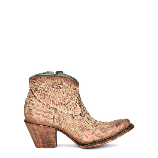 Ostrich Boots, Pointed Toe - Women Corral Ankle Boots A4393