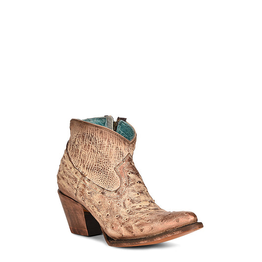 Ostrich Boots, Pointed Toe - Women Corral Ankle Boots A4393