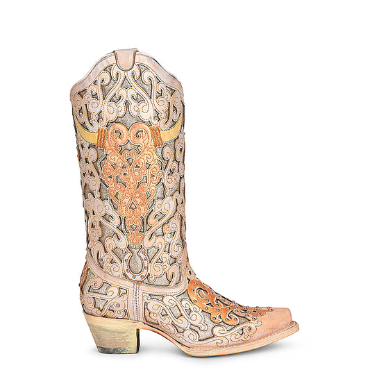 Cowhide Boot, Round Toe - Women Corral Boots A4408