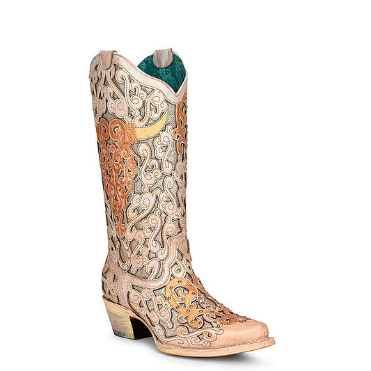 Cowhide Boot, Round Toe - Women Corral Boots A4408