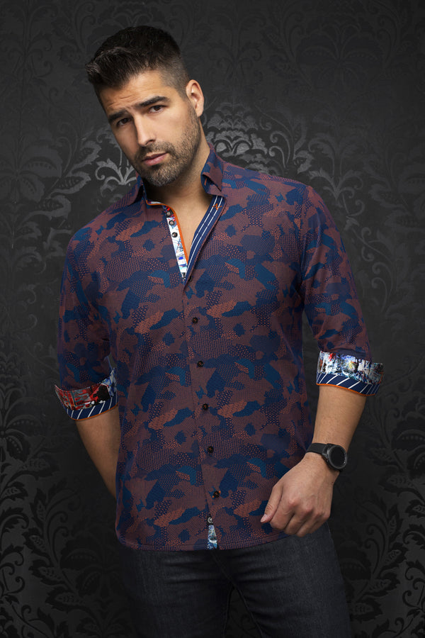 Men Au Noir Knit Shirt Abraham Navy/Orange