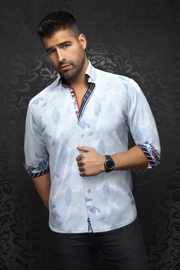 Men Au Noir Knit Shirt Abraham White/Blue