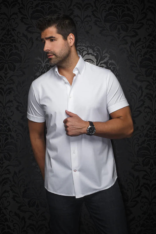 Men Au Noir Knit Short Sleeves Shirt Alex White