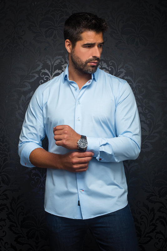 Men Au Noir Knit Shirt Alexander SLD Light Blue
