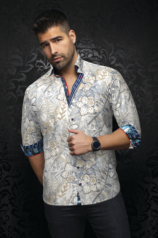 Men Au Noir knit Shirt Alvarado Stone