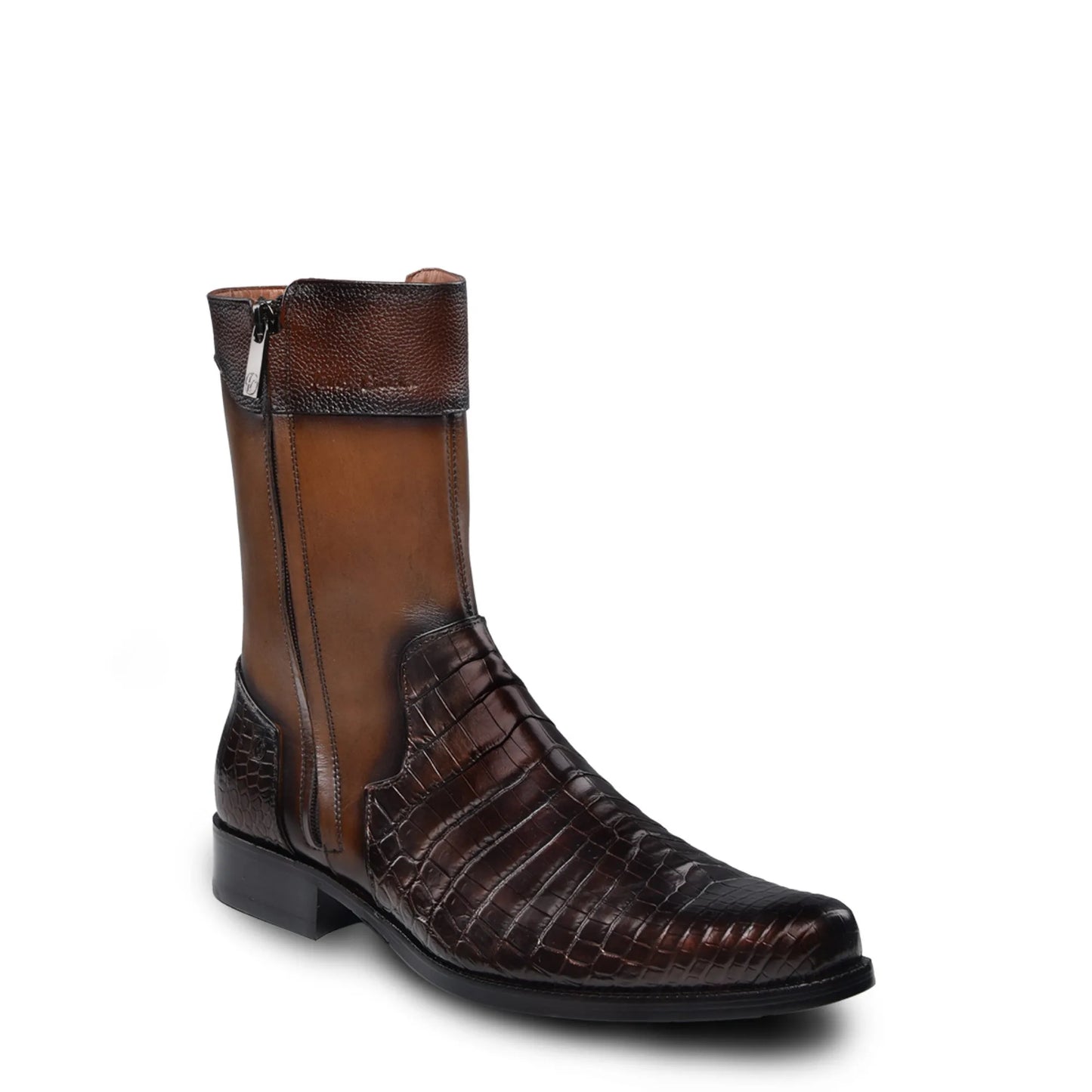Slip On Exotic Cowboy Boots with Zipper – Men’s Mid-Calf Western Footwear - Men Franco Cuadra Boot FC824 - El Rodeo Western Boutique