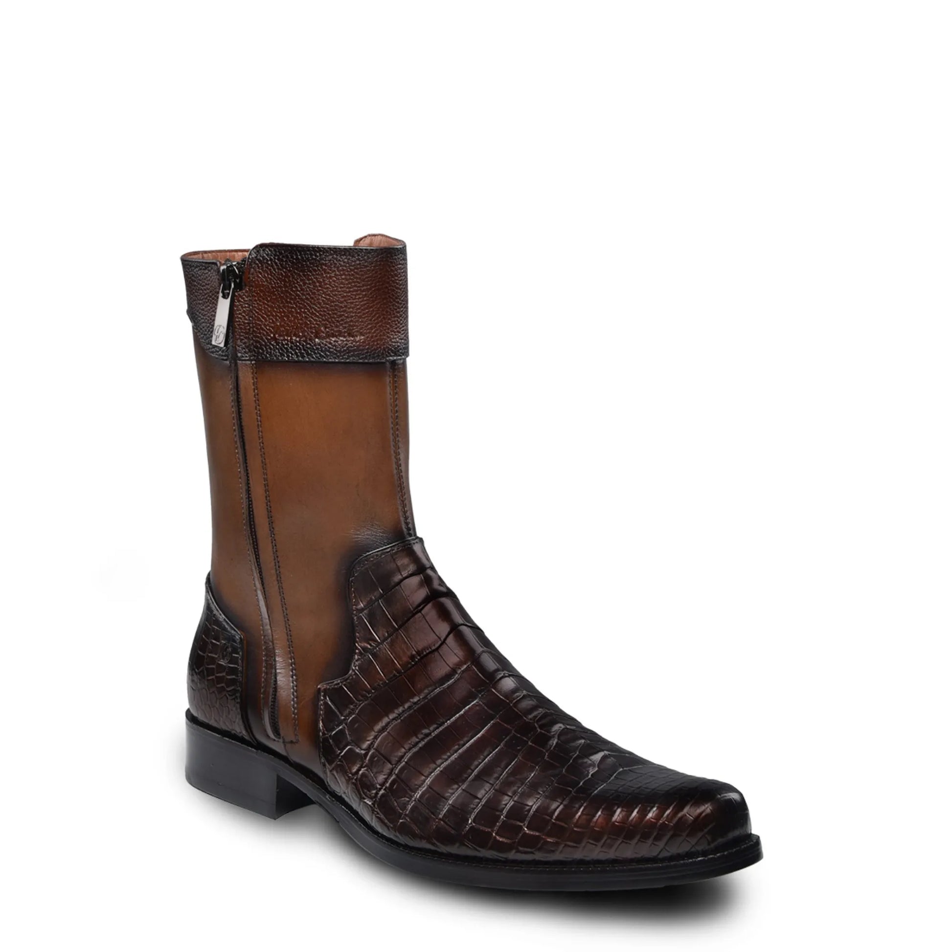 Slip On Exotic Cowboy Boots with Zipper – Men’s Mid-Calf Western Footwear - Men Franco Cuadra Boot FC824 - El Rodeo Western Boutique