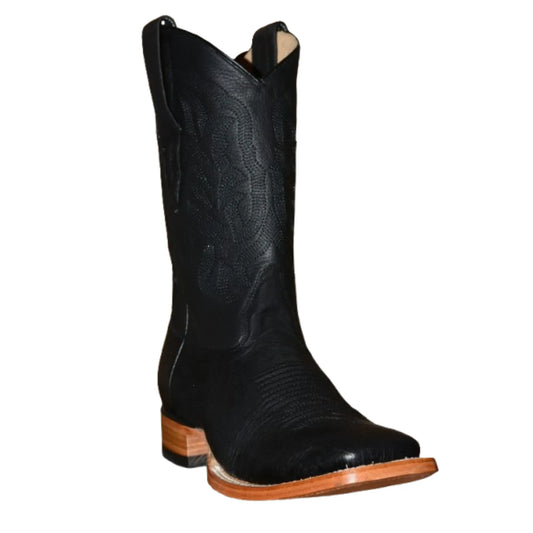 Stylish Black Ostrich Boots—Men’s Wide Square Toe, Slip-On Comfort - Men Los Altos Boots H827G9705 - El Rodeo Western Boutique