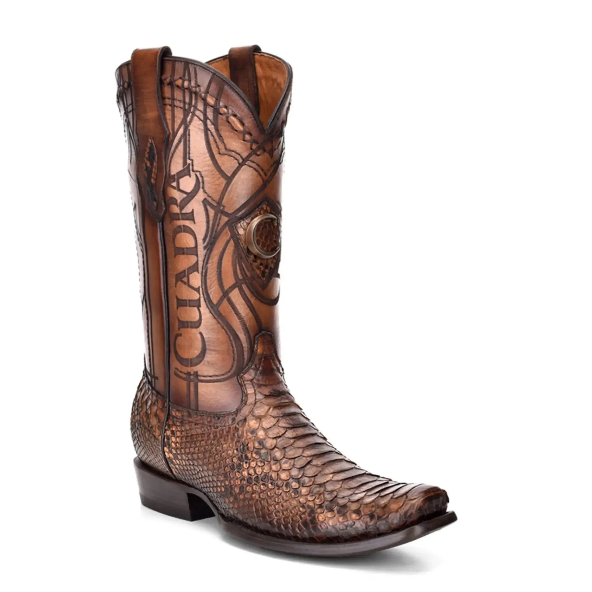Men's Exotic Boots: Calf High, Python Skin, Narrow Square Toe Men's Exotic Boots: Calf High, Python Skin, Narrow Square Toe