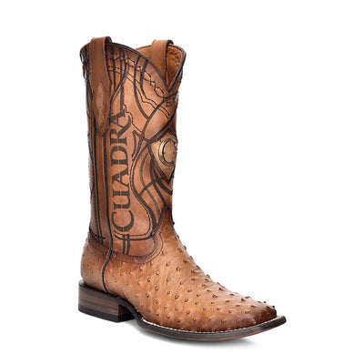 Ostrich Boots for Men: Pull On Brown Leather Calf High Western Style - Men Cuadra Boot CU468 - El Rodeo Western Boutique