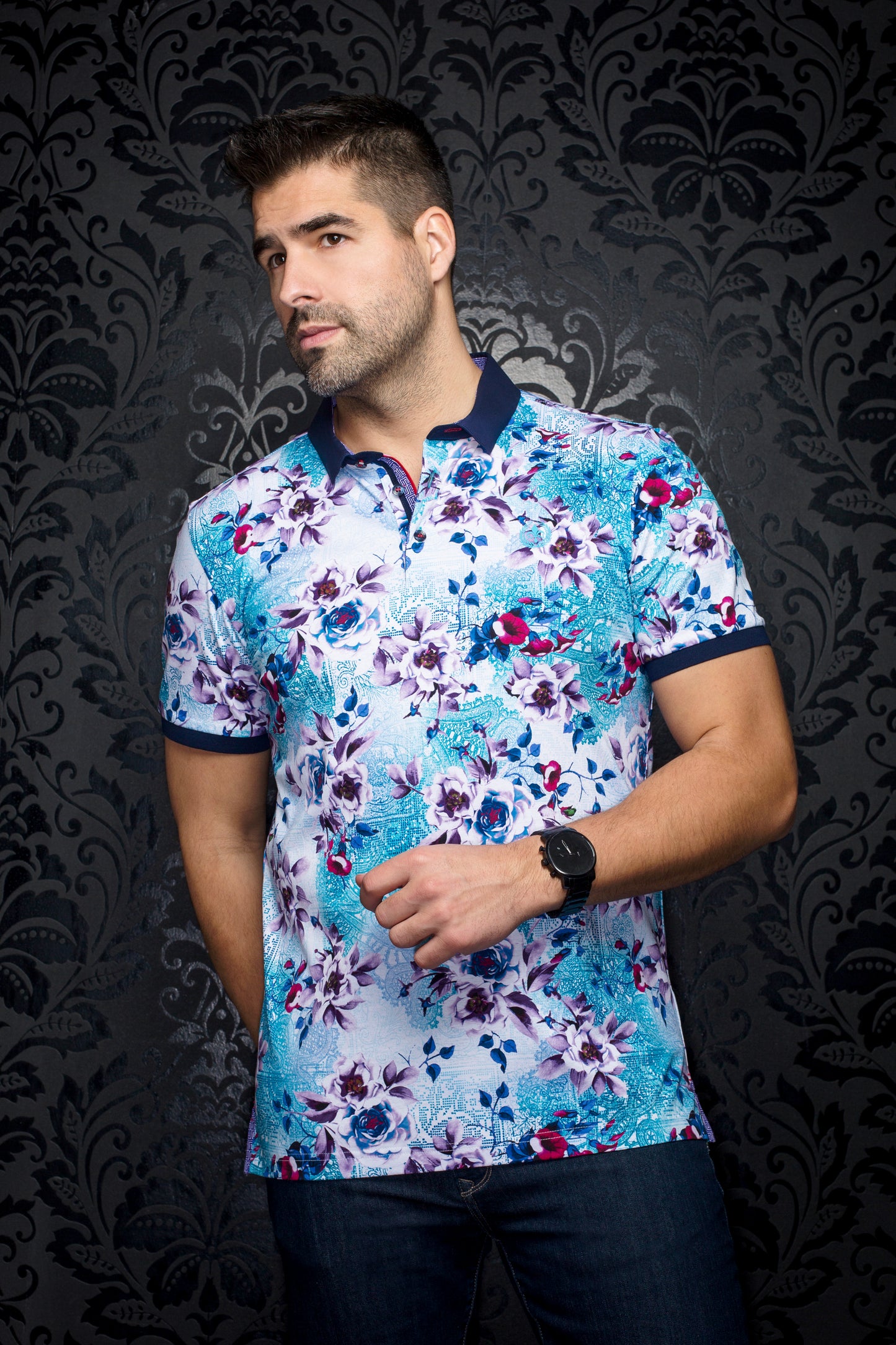 Men Au Noir Polo Aragon White/Turquoise