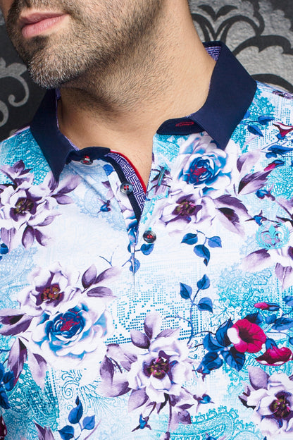 Men Au Noir Polo Aragon White/Turquoise