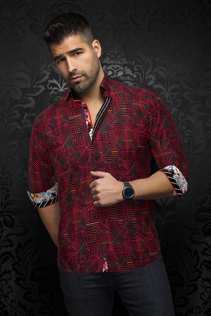 Men Au Noir Woven Shirt Arienzo Red