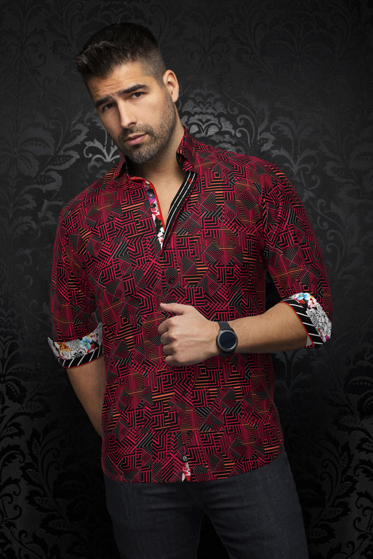 Men Au Noir Woven Shirt Arienzo Red