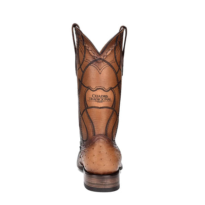 Ostrich Boots for Men: Pull On Brown Leather Calf High Western Style - Men Cuadra Boot CU468 - El Rodeo Western Boutique