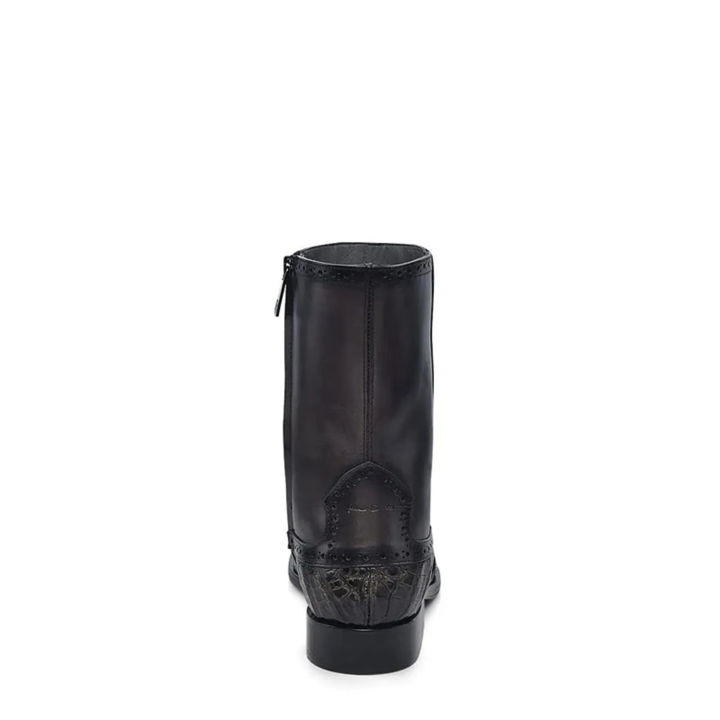Exotic Boots for Men: Black Leather Slip-On Cowboy Boots - Men Franco Cuadra Boot FC864 - El Rodeo Western Boutique