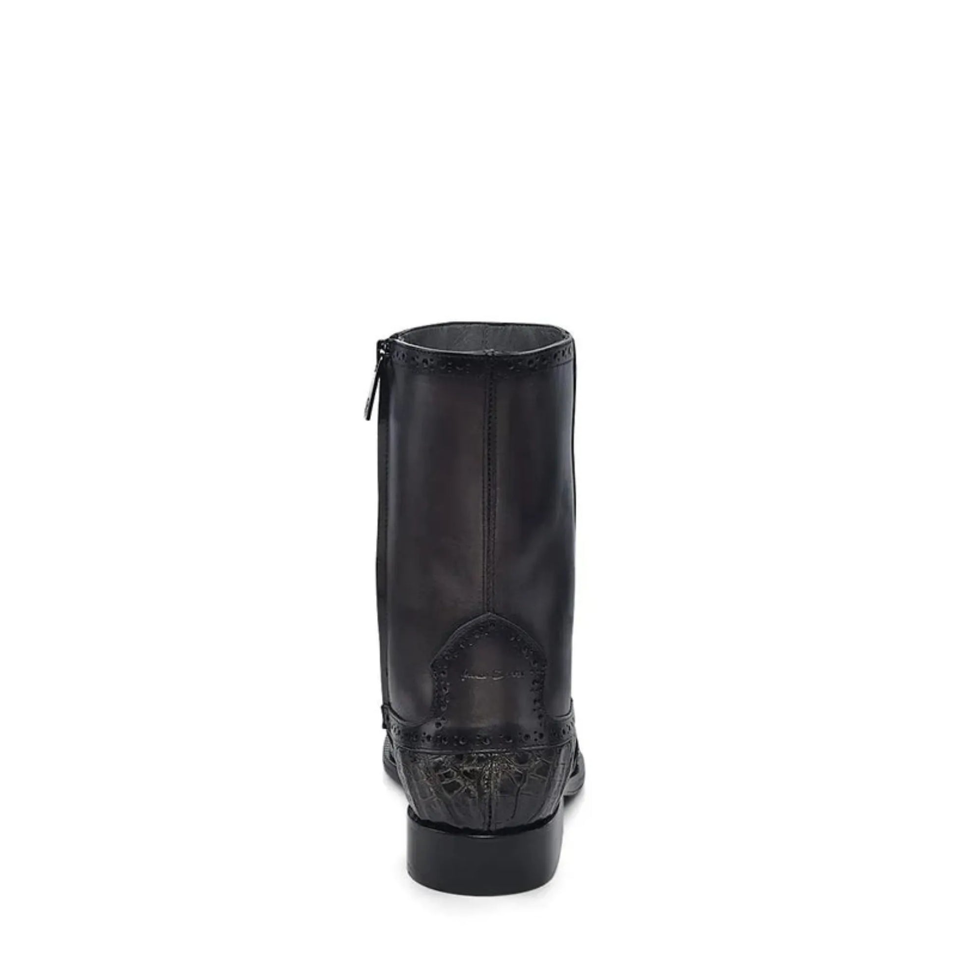 Exotic Boots for Men: Black Leather Slip-On Cowboy Boots - Men Franco Cuadra Boot FC864 - El Rodeo Western Boutique