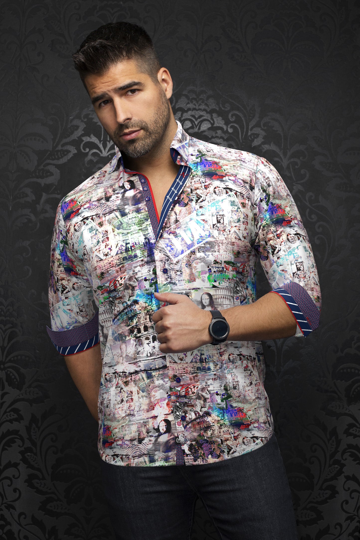 Men Au Noir Shirt Barzini Multi