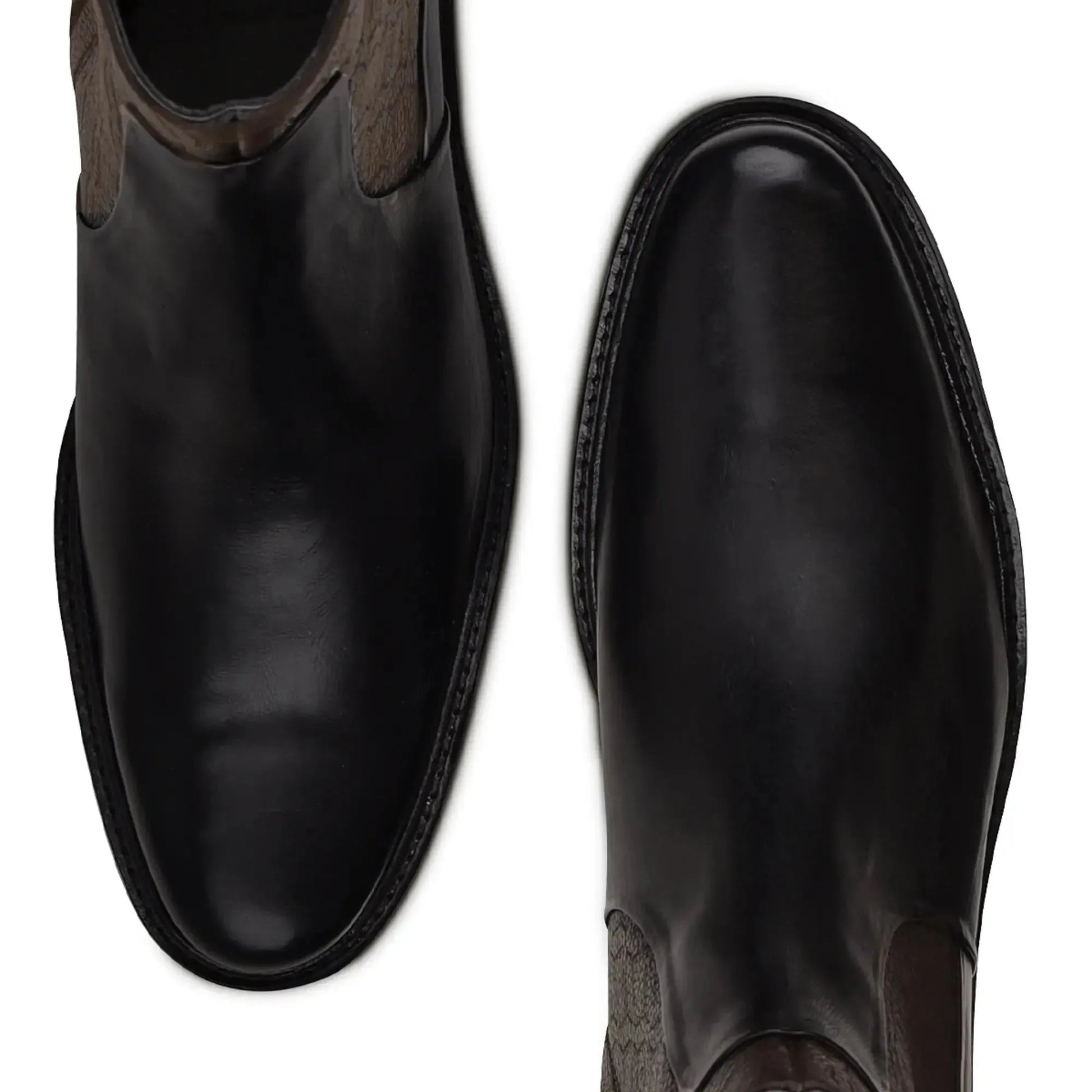 Round Toe Men’s Leather Ankle Boot – Dual Tone Chelsea with Zipper - Men Cuadra Boot FC599 - El Rodeo Western Boutique