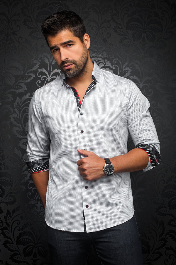 Men Au Noir Woven Shirt Blondel White/Black