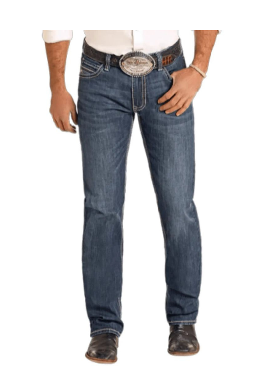 Slim Fit Raised Stitch Straight Leg Jeans - Men Rock&Roll Jean BM1RD04827