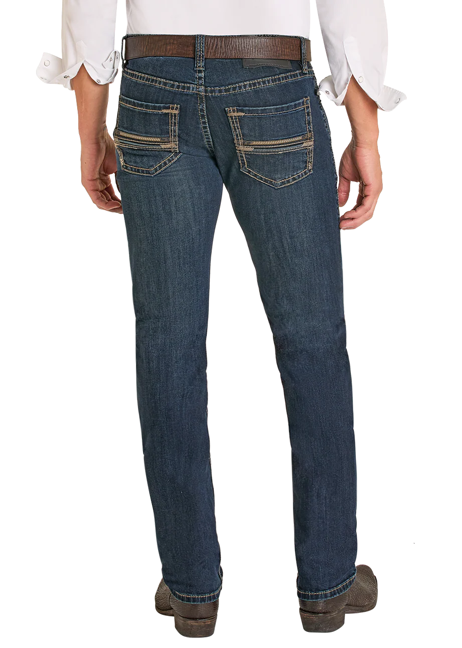 Men Rock&Roll Pleather Dark Vintage Jean BM2MD08026