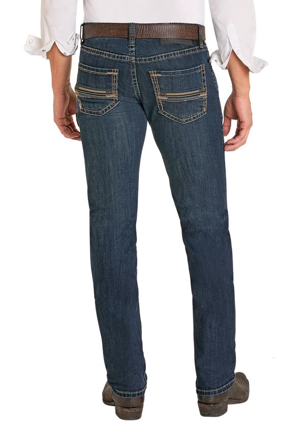 Men Rock&Roll Pleather Dark Vintage Jean BM2MD08026