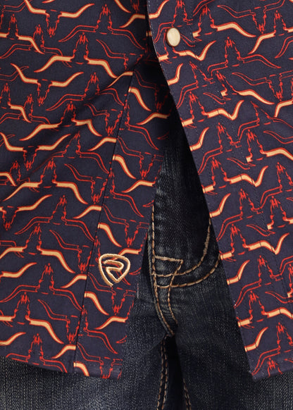 Men Rock&Roll Shirt Long Horn Burgundy BMN2S05458