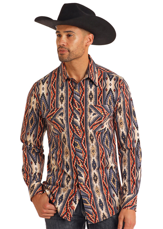Men Rock&Roll Shirt South Western Burgundy BMN2S05462