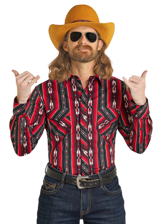 Men Rock&Roll Stripe Aztec Shirt BMN2S07656