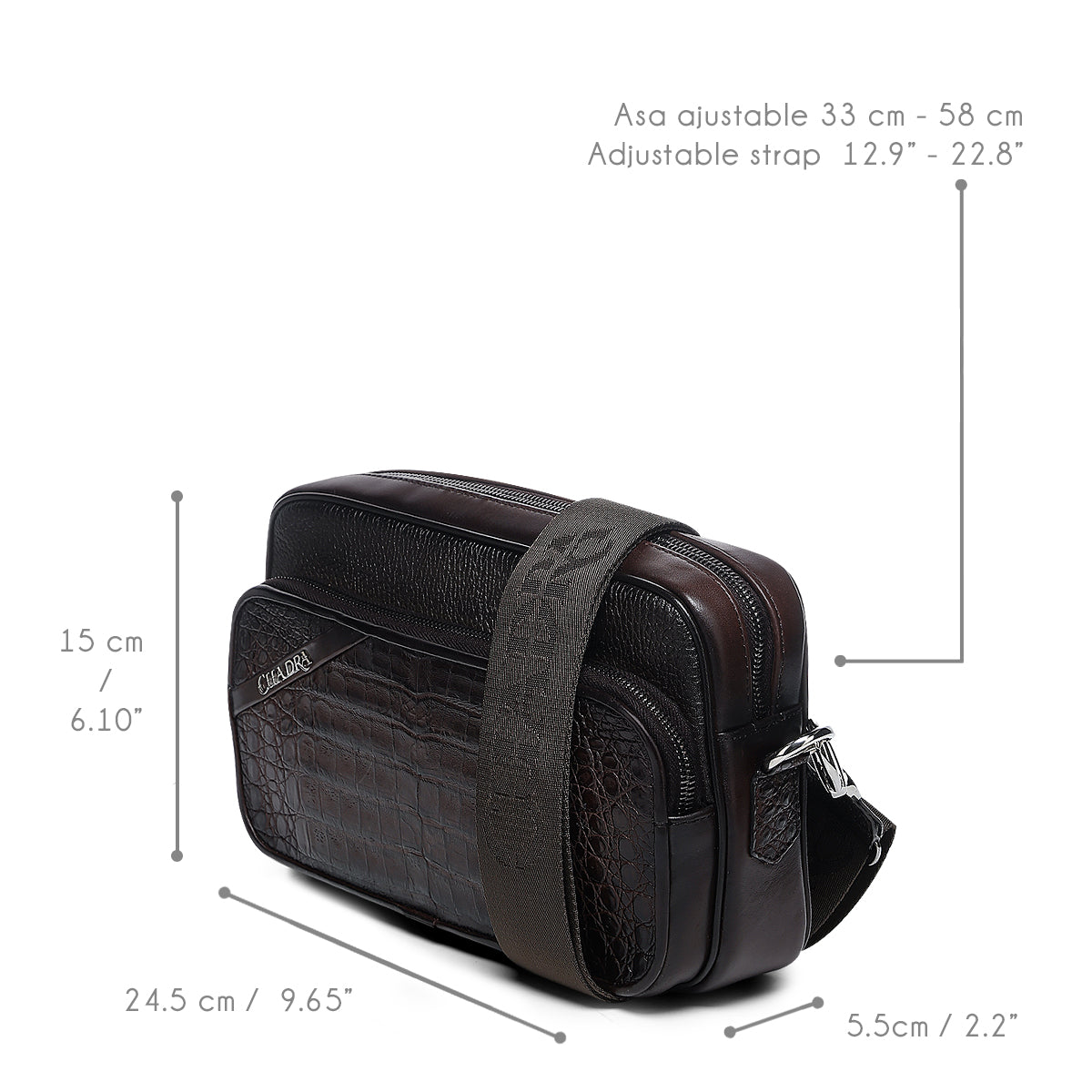 Men Cuadra Caiman Zipper Bag DU755