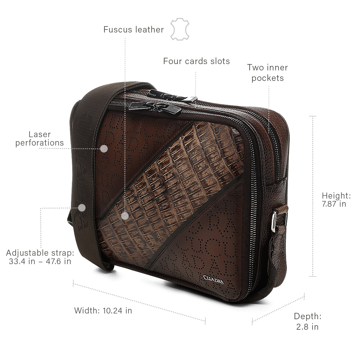 Men Cuadra Caiman Zipper Bag DU809-BG