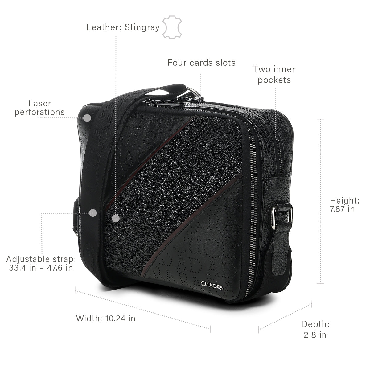 Men Cuadra Stingray Zipper Bag DU810-BG