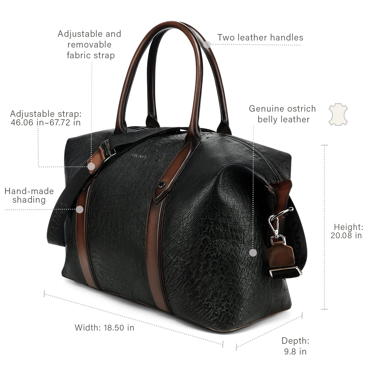 Men Cuadra Ostrich Travel Bag DU812