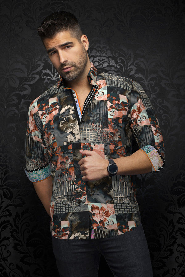 Men Au Noir Woven Shirt Brentano Grey
