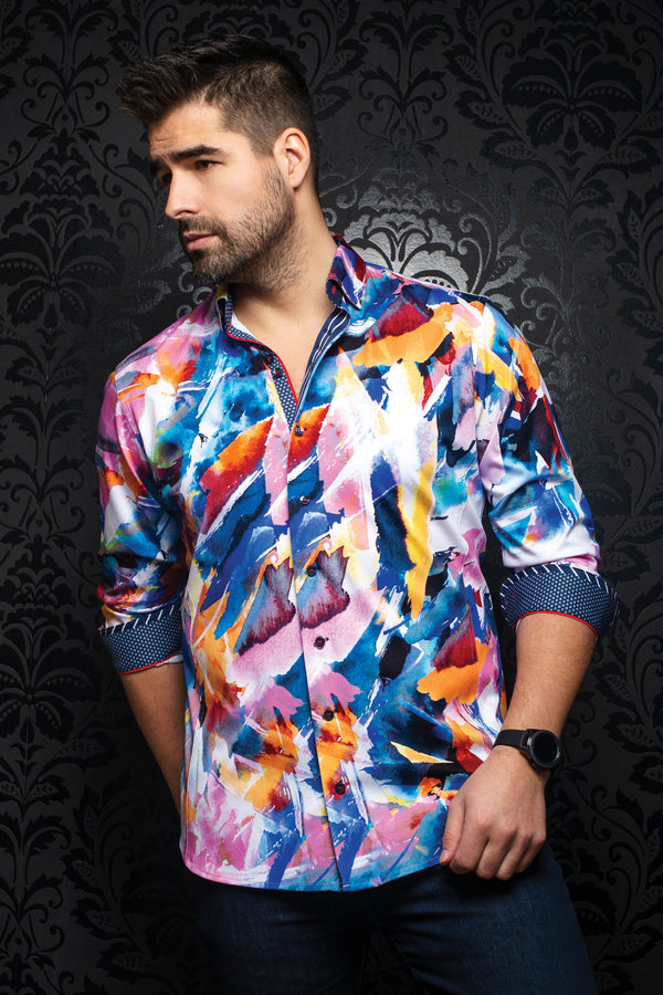 Men Au Noir Knit Shirt Brisbane Pink/Multi