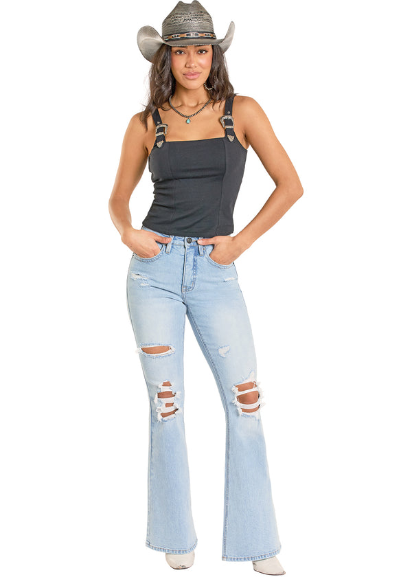 Women Rock&Roll Buckle Tank Black BW20T08084