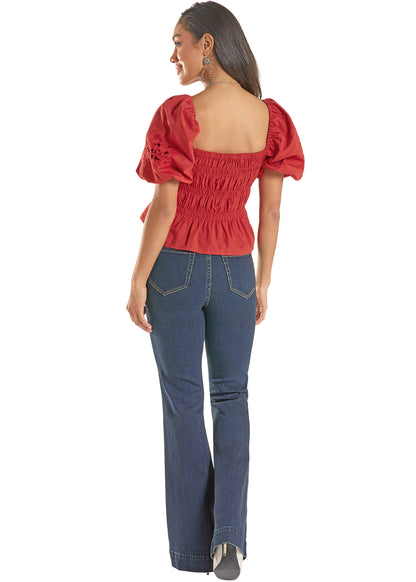 Women Rock&Roll Sleeve Top Red BW51T08779