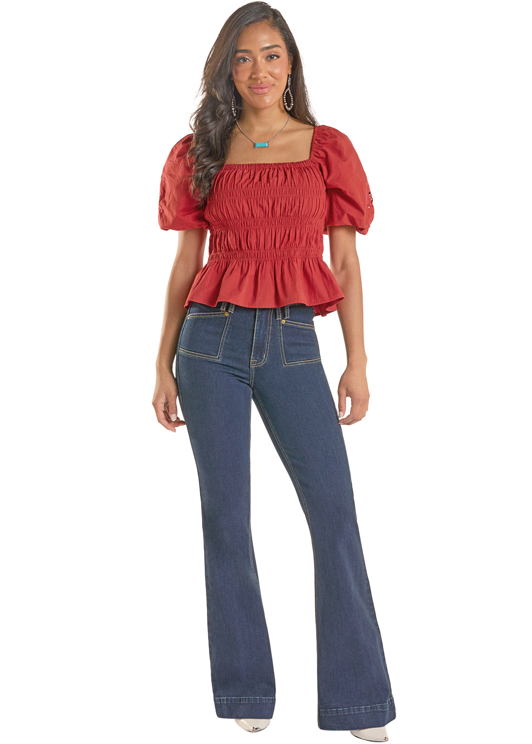 Women Rock&Roll Sleeve Top Red BW51T08779