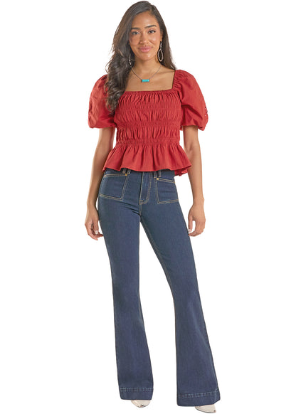 Women Rock&Roll Sleeve Top Red BW51T08779